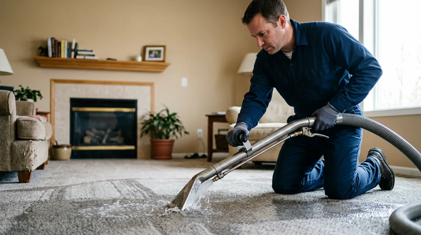 Water damage restoration technician working near Leesburg, OH